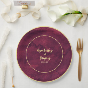Chique Elegant Donker Bourgogne Waterverf Goud Acc Papieren Bordje