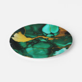 Chique Elegant donkergroen goudgeel Faux Marble Papieren Bordje (Gekanteld)