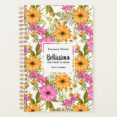 Chique Elegant Modern Geel Roze Bloemen Bedrijf Planner (Voorkant)