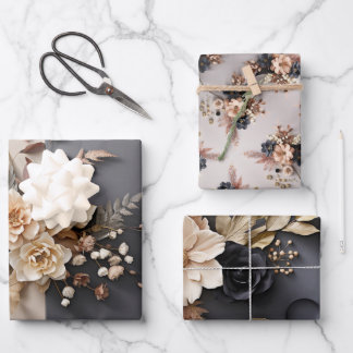 Chique Elegant Muted-Tone Winter Florals ontwerp Inpakpapier Vel