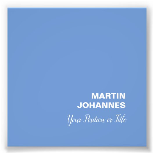 Chique Elegant Plain Stijlvol Blauw Minimalist Foto Afdruk (Voorkant)