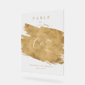 Chique Elegant Script Faux Goud Geborsteld Tafelnu Acryl Bord (Hoek)