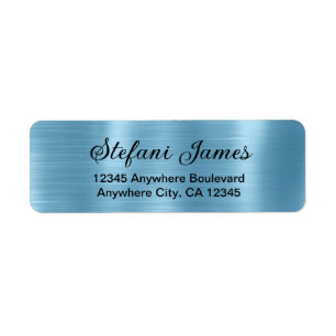 Chique Elegant Script Metallic Baby Blue Label