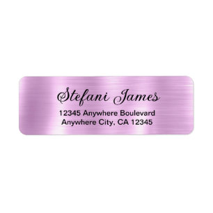 Chique Elegant Script Metallic Lila Label