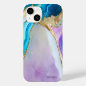 Chique Elegant Violet Blauw Marmer Case-Mate iPhone Case (Achterkant)