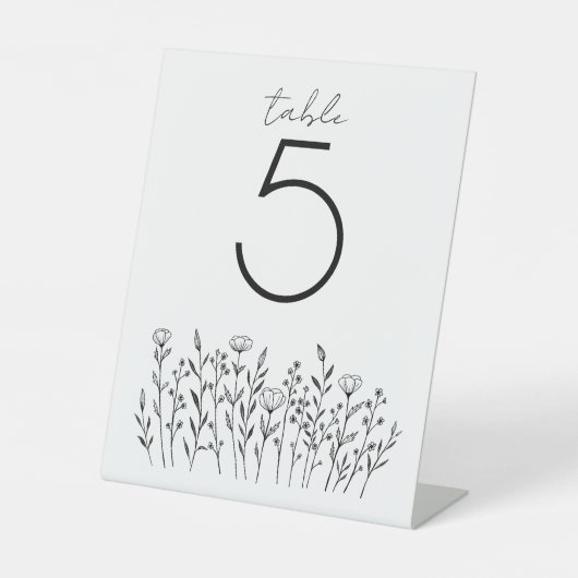 Chique Elegant Wildflower Eenvoudig Aangepast Tafe Reclamebord Met Voetstuk (Voorkant)