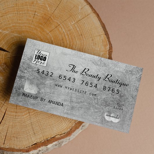 Chique Elegant Zwart Zilver Luxe Credit Kaart Logo Visitekaartje