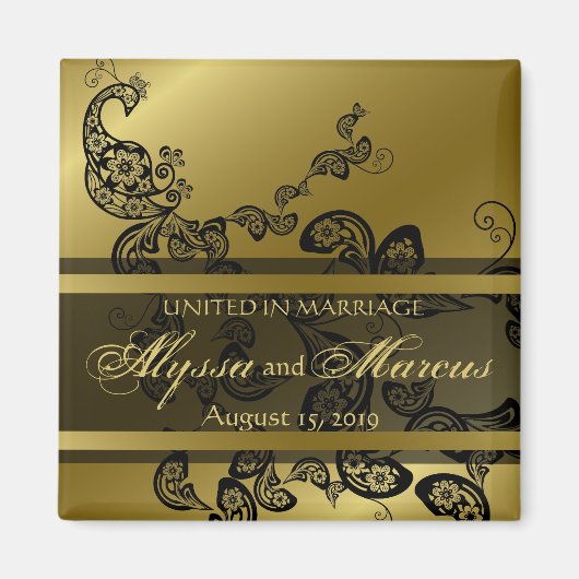  chique elegante bloemencorso bewaar de datum magneet (Voorkant)