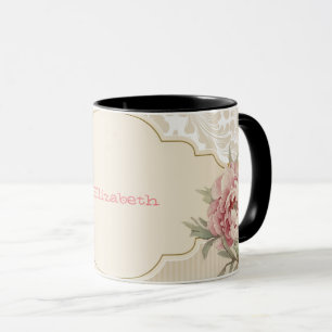 Chique Elegante Bloemendamask Rozen Mok