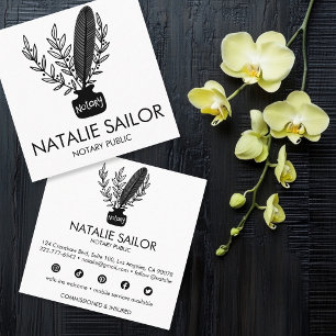 Chique Elegante Botanische Pen Logo Notaris  Vierkante Visitekaartje