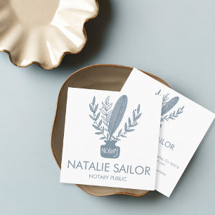 Chique Elegante Botanische Veer Logo Notaris Openb Vierkante Visitekaartje