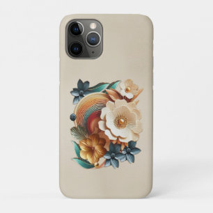Chique, elegante crèmes & lederen bloem textuur lo iPhone 11 pro hoesje