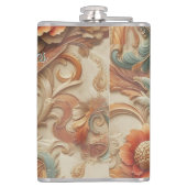 Chique, elegante crèmes & lederen bloem textuur lo heupfles (Achterkant)