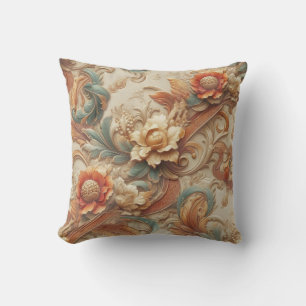 Chique, elegante crèmes & lederen bloem textuur lo kussen