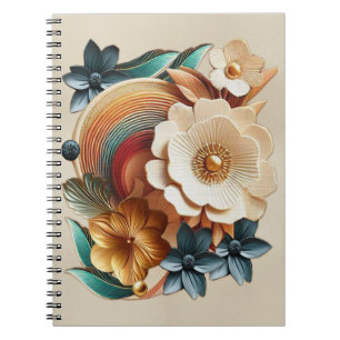 Chique, elegante crèmes & lederen bloem textuur lo notitieboek