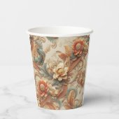 Chique, elegante crèmes & lederen bloem textuur lo papieren bekers (Achterkant)