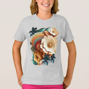 Chique, elegante crèmes & lederen bloem textuur lo t-shirt