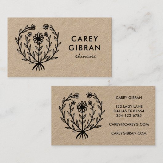 Chique Elegante Daisy Line Drawing CUSTOM Logo Kra Visitekaartje (Voorkant / Achterkant)