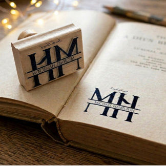 Chique Elegante Eenvoudige Moderne Monogram Initia Rubberstempel