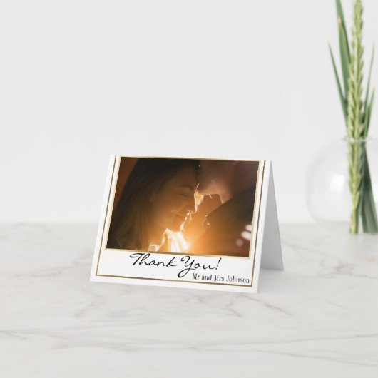 Chique Elegante Gouden Rand Foto Bedankt (Voorkant)