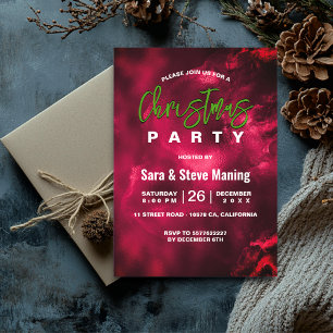 Chique elegante groene rode marmeren kunst Kerstmi Kaart