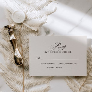Chique Elegante Ivoren en Bruine Luxe Neutrale Tro RSVP Kaartje