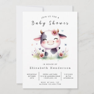 Chique Elegante Moderne Koe Baby Shower Kaart
