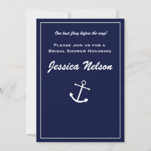 Chique Elegante Navy Blauwe Witte Zeevaart Uitnodi Kaart