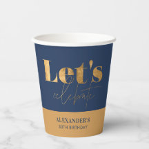 Chique Elegante Navy Goud Verjaardag Laten we Vier