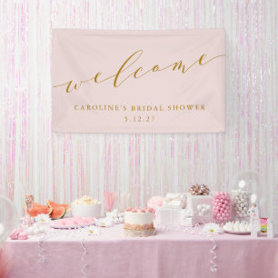 Chique Elegante Roze Bruidsfeest Welkom Spandoek