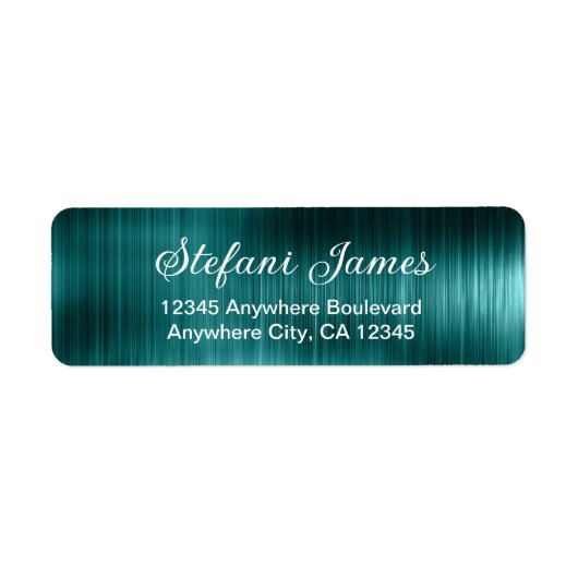 Chique Elegante Script Metaal Teal Label (Voorkant)