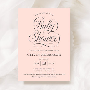 Chique Elegante Script Roze Roze Meisje Baby Showe Kaart