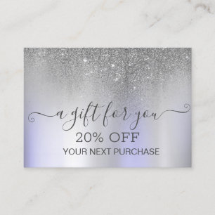 Chique Elegante Zilveren Glitter Paars Kortingskaartje
