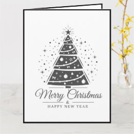 Chique Elegante Zwarte Witte Kerstboom Kaart