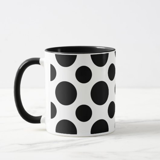 Chique Elegantie: Zwarte Polka Dot 11oz Keramische Mok (Links)