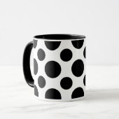 Chique Elegantie: Zwarte Polka Dot 11oz Keramische Mok (Voorkant links)