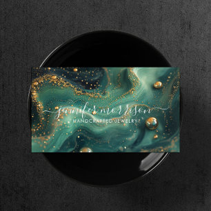 Chique Emerald Groen Malachiet Gouden Glitter Sier Visitekaartje
