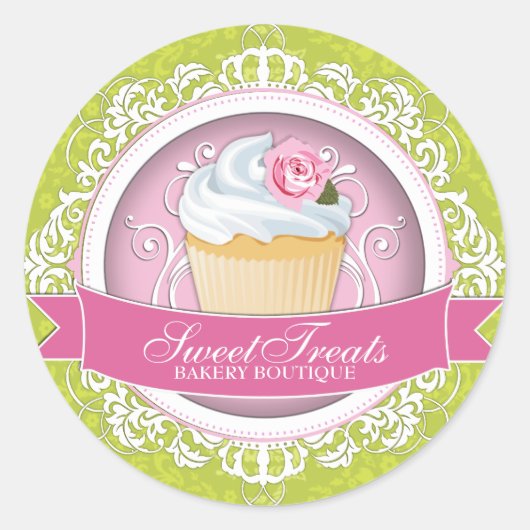 Chique en Elegant Cupcake Box Stickers (Voorkant)