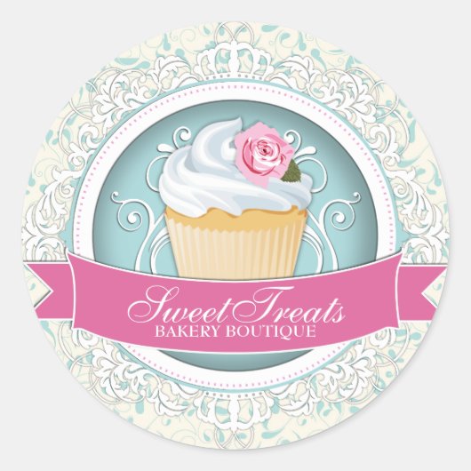 Chique en Elegant Cupcake Box Stickers (Voorkant)