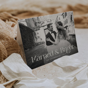 Chique en elegant Getrouwd met kerst op foto Feestdagen Kaart