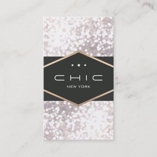 Chique en Elegant Zwart-wit Bokeh Visitekaartje (Voorkant)