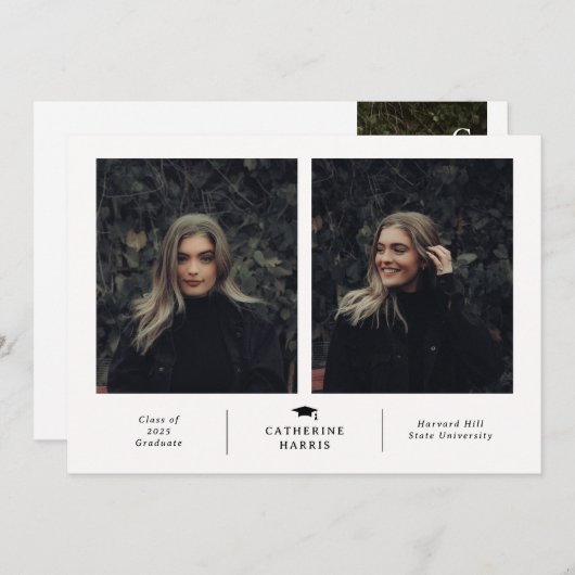 Chique en stijlvolle foto Afstuderen Aankondiging (Voorkant / Achterkant)