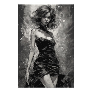 Chique en tijdloos: Little Black Dress LBD AI Art Perfect Poster