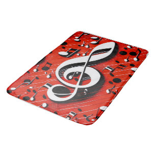 Chique en trendy rode witte en zwarte clef-noten badmat