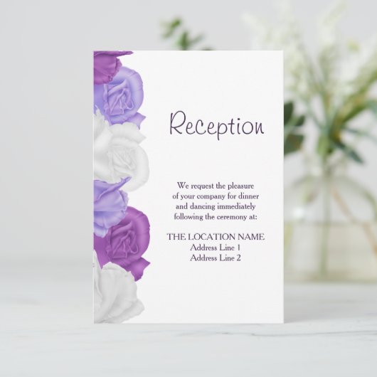 Chique erfgoedrozen bruiloftsreceptie informatiekaartje (Staand voorkant)