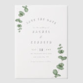 Chique Eucalyptus groen bruiloft Save the Date Vellum Uitnodigingen (Voorkant)