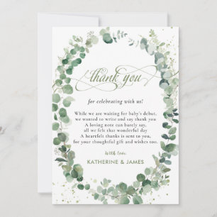 Chique Eucalyptus Groene Baby Shower Verjaardag Bedankkaart