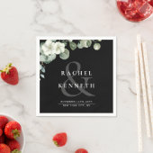 Chique Eucalyptus Zwart & Wit Minimalistische Brui Servet (Insitu)