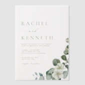 Chique eucalyptusgroen laat minimalistische bruilo vellum uitnodigingen (Voorkant)