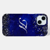 Chique faux Crystal strass letter H koningsblauw Case-Mate iPhone Case (Achterkant (horizontaal))